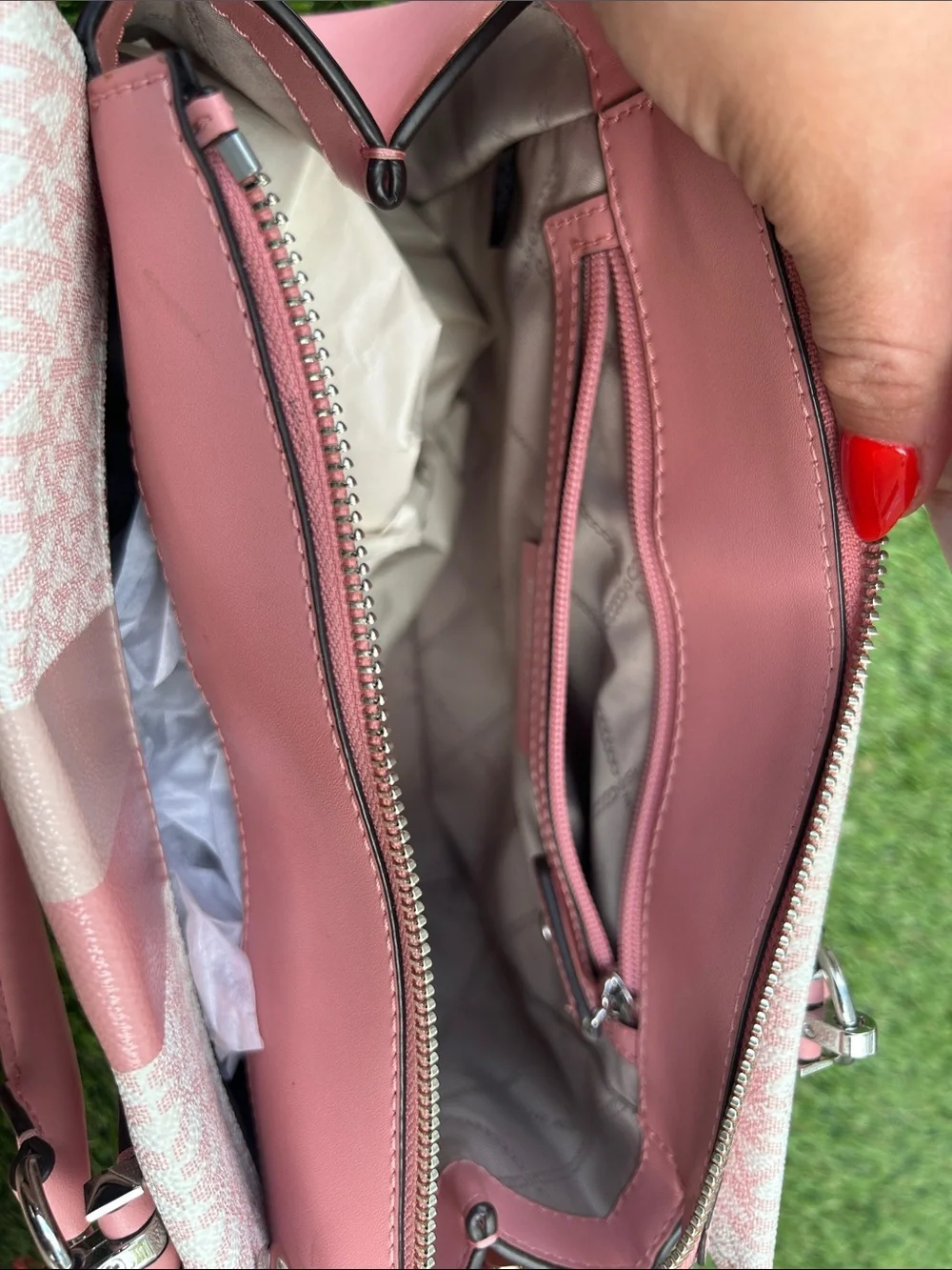 MICHAEL KORS Pink Stripe Signature Satchel Bag